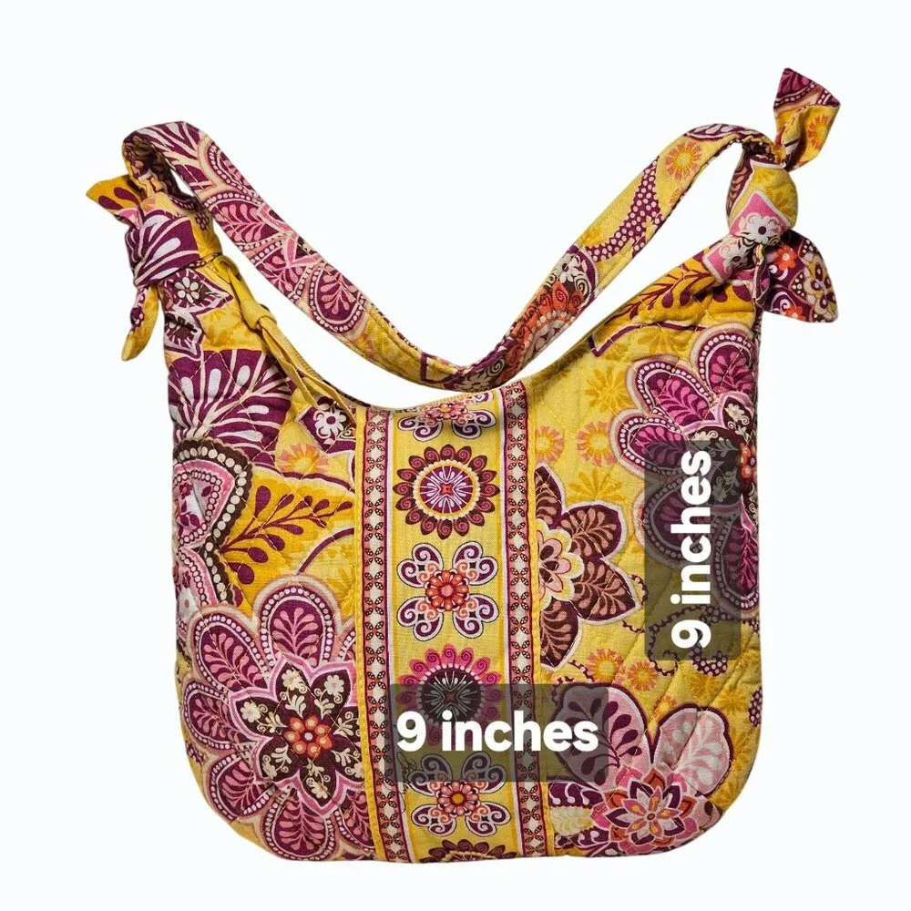 Vera Bradley Olivia Bali Gold 2009 Purse Floral Yellow Pink Retired - Picture 3 of 13